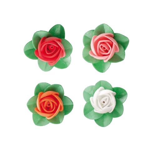 Dekora - Flores Comestibles para Decorar Tartas - Decoración para Tartas y Pasteles - Flores de Oblea Sin Sabor en 4 Colores - Ø 4 cm - Obleas Sin Gluten, Sin Lactosa y Apta para Veganos - 100 Uds