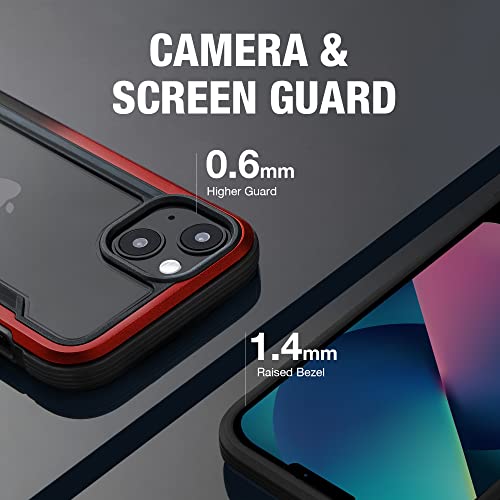 Raptic Shield For Iphone 13 Case For Iphone 14 Case, Shockproof Protective Clear Case, Military 10Ft Drop Tested, Durable Aluminum Frame, Anti-Yellowing Technology, Red Gradient #TOP4
