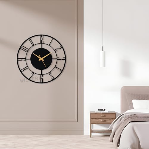 Image of vissera Designer Metal Wall Clock for Living Room | Antique Stylish Fancy Decorative Big Size Wall Watch for Bedroom, Office, Kitchen, Dining, Hall and Decor