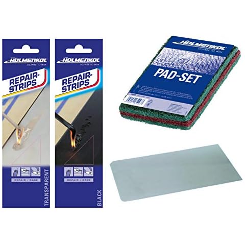 Holmenkol Belagreparatur Advanced Set Ski & Snowboard Belag ausbessern Ausbesserungstreifen + Nirostaklinge + Schleifpads Cover