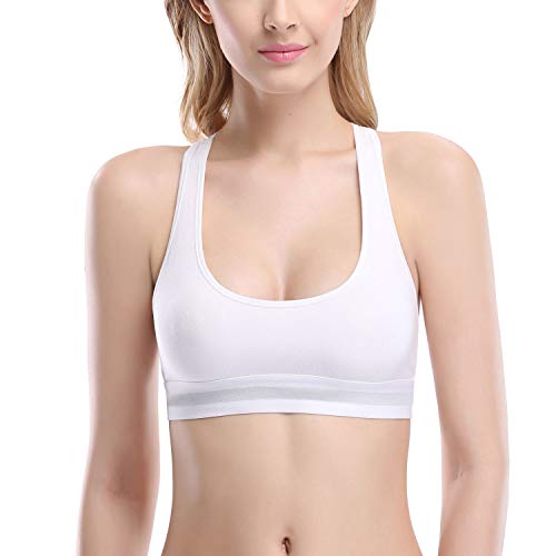Wingslove Damen Sprot-BH Underwear Bustier ohne Bügel Yoga Fitness Training Büstenhälter (Weiß M) Cover
