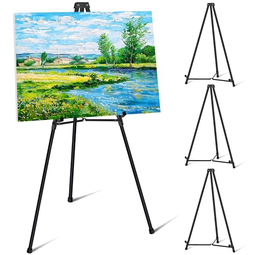 VAIIGO - VAIIGO 4Pcs Aluminum Easel Stand for Sign, Lightweight Large Easels Supports 22lbs, Adjustable Tripod Stand for Floor Tabletop, Foldable Portable Art Easel for Wedding Signs, Poster, Canvas Painting