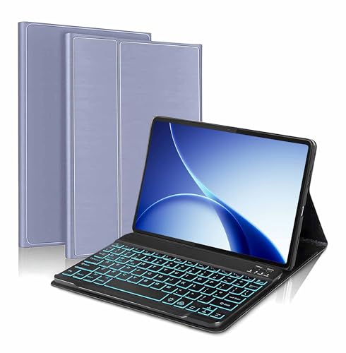 Image of ProElite Keyboard case for Oppo Pad 5 12.1 inch, Magnetic Detachable Wireless Bluetooth Keyboard for Oppo Pad 5 12.1 inch Built-in 7-Colors Backlit, Lavender