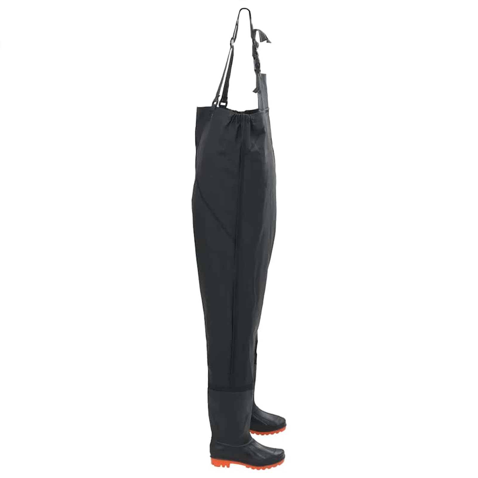 Gecheer Wathose Schwarz Größe 46, PVC-beschichtetes Polyester 0,48mm, verstellbare Träger, Angeln, Bauernhof, Wald, Landleben