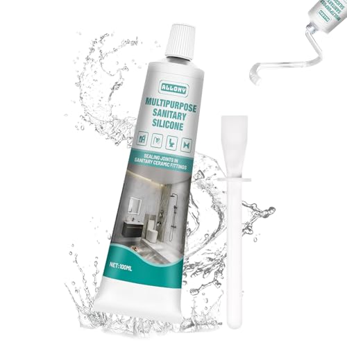 Allony - Allony 100 ml de silicone et sanitaire pour salle de bain et cuisine, silicone transparent et blanc