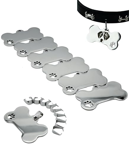 Blank Dog Tags 10PCS Smooth Edges Stainless Steel Blank Bone Shap...