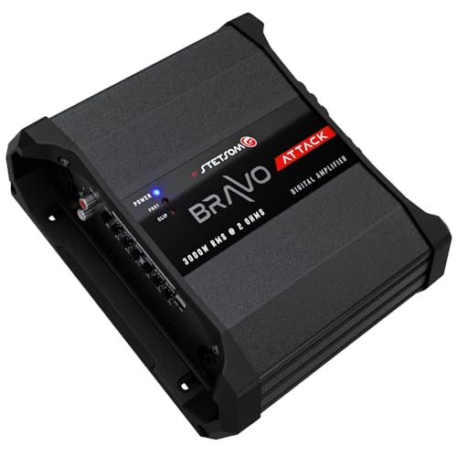 Image of Stetsom Bravo Attack 3000 2 Ohms Mono Car Amplifier, 3000.1 3K Watts RMS, 2Ω Stable Car Audio, Full Range HD Sound Quality, 3000x1, Crossover & Bass Boost, Car Stereo Speaker MD, Smart Coolers