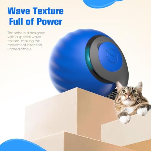 Image of Interactive Cat Toys for Indoor Cats, Rechargeable Moving Cat Ball with Feather Tail, 2 Speeds Automatic Kitten Toys for Bored Indoor Cats,Motion Activated Rolling Ball Toy Multicolour (Pink or Blue)