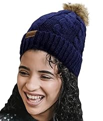 Navy Blue Pom Beanie