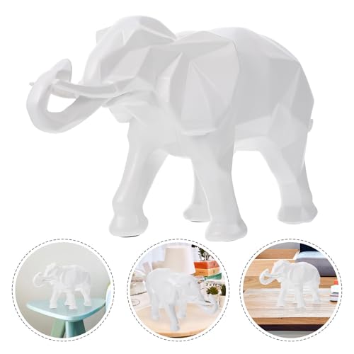 Figura de elefante de resina MERRYHAPY, escultura decorativa geométrica y elegante 8