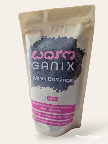 Wormganix peat free worm castings fertiliser compost soil improver 1 Litre 100% vermicompost UK Made