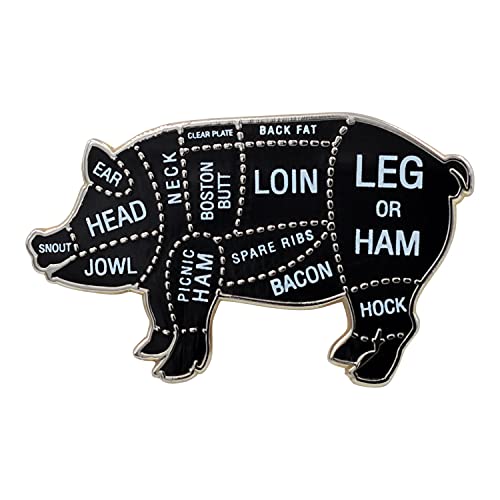 REAL SIC Pig Butcher Cuts Enamel Pin - Pork Diagram Lapel Pin for Hats, Jackets, Aprons, Backpacks and Bags