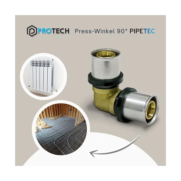 PROTECH 1 Stück Press-Winkel 90° 16 x 2 TH Pressfitting Alu Verbundrohr Messing DVGW Fitting TH Profil Kontur Bogen… – Bild 4