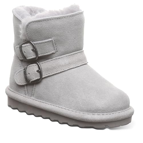BEARPAW Katya Toddler Gray Fog Size 8 | Toddler's Boot Classic Suede | Kid's Slip On Boot | Comfortable Winter Boot