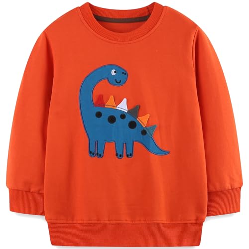 MUJOQE Sweatshirts Jungen Langarm Pullover Kinder Shirts Baumwolle Warm Tops 7 Jahre