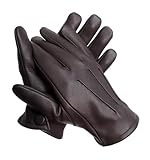 Genuine Sheepskin Leather Gloves for Men - Brown Unlined Men's Leather Gloves – Dress Driving Gloves for Car Driving, Bike Riding (Large Size)