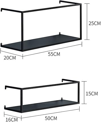 Wall Shelf, Wall Shelf, Metal Display Shelf, Storage Wall Shelf, Household Goods, Organize Black Size : A