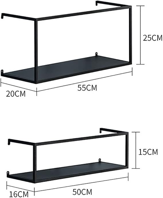 Wall Shelf, Wall Shelf, Metal Display Shelf, Storage Wall Shelf, Household Goods, Organize Black Size : A