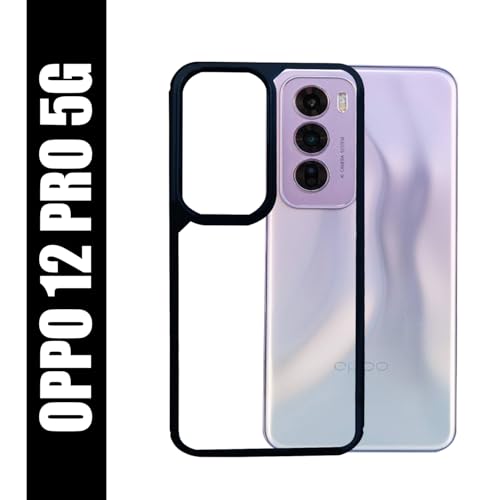 Image of AIBEX Crystal Clear Back Case Compatible with Oppo Reno 12 Pro 5G Back Cover Case | 360 Degree Protection | Shock Proof Design | Transparent Back Cover (PC & TPU, Black)