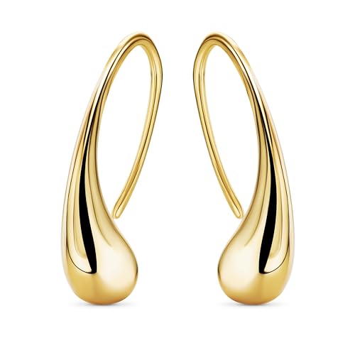 41tkcz2uK5L - Miore 18KT chapado en oro amarillo de plata esterlina Pendientes de la gota de las mujeres. Pendientes colgantes de moda.