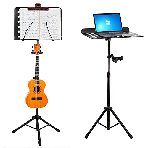 EASTROCK Music Projector Stand for Sheet Music with Guitar Violin Ukulele Hanger Holder Mount Professional Collapsible Durable Material Adjustable Orchestra Folding Music Stand for guitar players