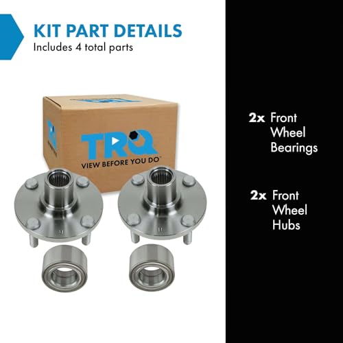 Image of TRQ 2 Piece Front Wheel Bearing & Hub Assembly Set Compatible with 2000-2010 Hyundai Accent 2006-2011 Kia Rio Rio5