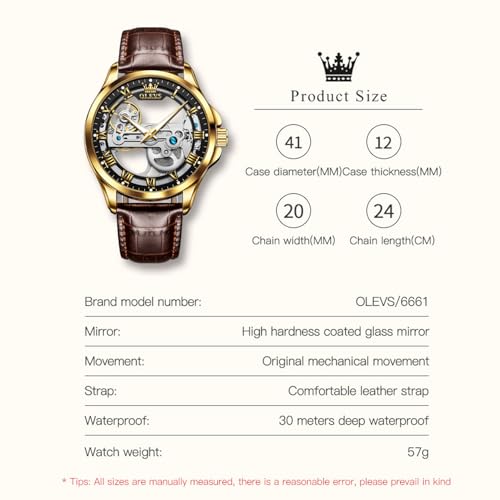 Image of OLEVS Men Watches Dress Waterproof Leather Band Classic Large Face Luxury Watches for Men Casual Fashioned Nice Analog Watch Men Day Date Easy Reader Quartz Original Business Adjustable Watches Men