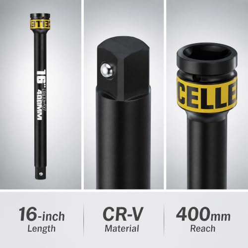 Image of 1 inch Drive Impact Extension Bar, 16 Inch Length Socket Extension, CR-V Steel, Narrow and Deep Areas in Automobile Maintenance, Mechanical Assembly or Industrial Operations