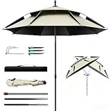 Shengou Ombrellone da spiaggia, diametro 160 cm, con picchetto, girevole a 360°, pieghevol...
