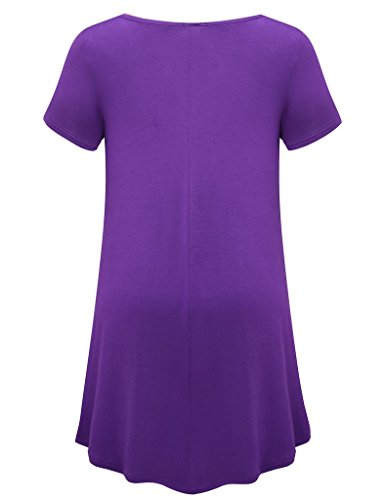 Jollielovin Women's Short Sleeve Loose Fit Flare Hem T Shirt Tunic Top (Deep Purple, L) #TOP2