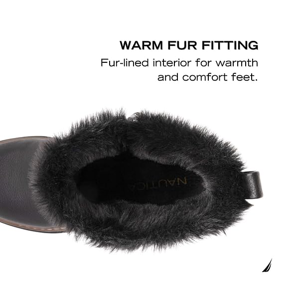 Nautica Women Fur Chelsea Boots Winter Platform Chunky Low Heel Microsuede Comfortable & Slip Resistant Ankle Mid Calf Boots for Ladies4