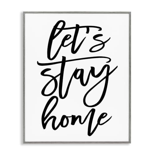 Stupell Industries 'Let's Stay Home Quote Fluid Cursive'| Framed Giclee Art