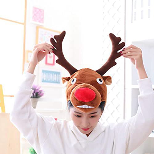 Chapéu de alce fofo com design de alce chapéu de pelúcia brinquedo de pelúcia acessório para fotogra