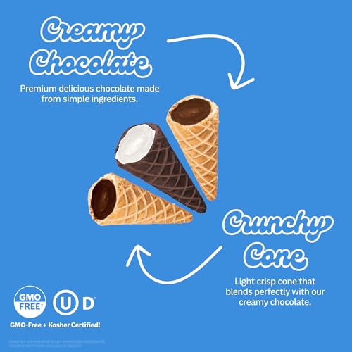 Muddy Bites Waffle Cone Snacks Bite Sized Chocolate Filled Cones for Snack or Dessert, Milk Chocolate, Dark Chocolate, Cookies & Cream, Made with Cane Sugar, Non-GMO, Kosher (Variety Pack, 6 Bags) - Thumbnail 4