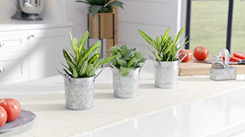 Wh Walford Home Décor - Galvanized Metal Flower Pot Planters With Handles – Rustic Small Metal Buckets - Vintage Style Country Wedding/Table Centerpiece Decorations, 4 Inch, Set Of 3 #TOP7