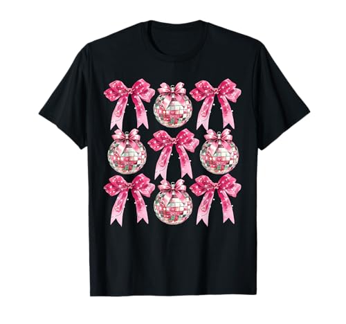 Pink Disco Ball Coquette Happy New Years 2026 T-Shirt