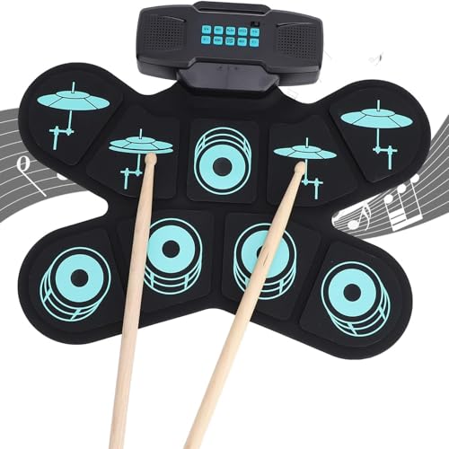 Kit de batería eléctrica con conector para auriculares, altavoz, baquetas y pedales, regalo perfecto para niños, ideal para regalos de vacaciones y cumpleaños