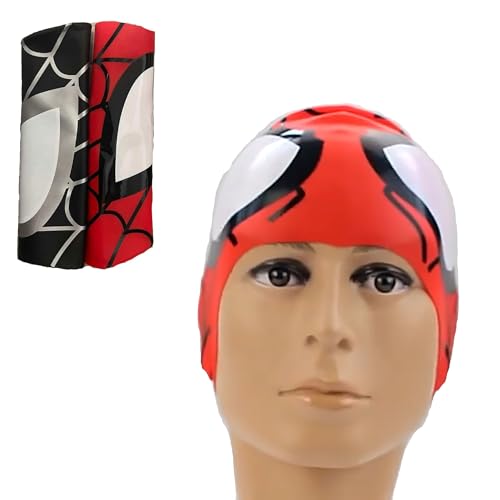 Azima Kids Silicone Swim Cap (2-Pack Superhero Design)