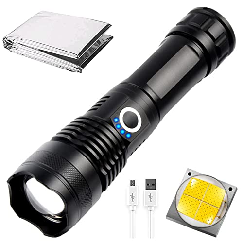 Viliysun Linterna LED XHP50 súper brillante USB recargable, 9000 lúmenes impermeable Zoomable linterna táctica para senderismo, caza, camping, emergencia, deportes al aire libre Cover