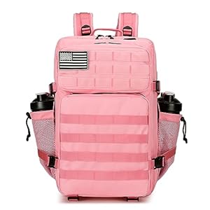 Military Tactical Backpacks Molle Army Assault Pack Hydration Pack Waist Belt Tactical Daypack Molle Hiking Packs (Pink)