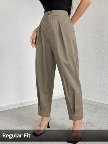 Image of GRECIILOOKS Balloon Fit Ankle Length Women Casual Trousers | Ankle Length Pants for Women Zip & Button | Woman Trousers Balloon Pants