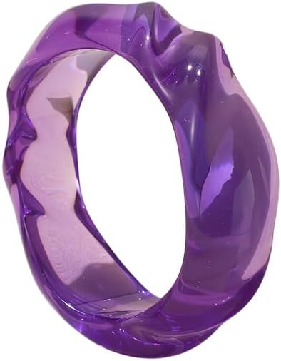 Colorful Boho Transparent Wave Design Resin Bangle Bracelet for Women Irregular Geometric Cuff Bangle Bracelet Statement Bracelets for Holiday