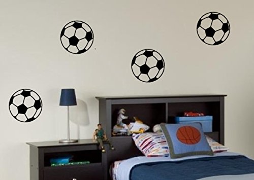 PRO CUT GRAPHICS - Pack de 4 pegatinas decorativas con diseño de balón de fútbol