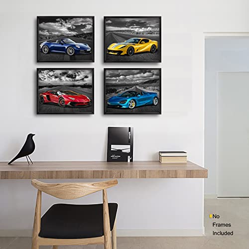 Bianikic Car Poster Decor Wall Art Prints Lamborghini Mclaren Ferrari Porsche Sports Posters Wall Decor Supercar Pictures For Boys Room Bedroom Set Of 4 Unframed (10 X 8 In) Black And White Art Background Supercars Decor For Men #TOP1