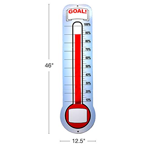 Global Printed Products Fundraising Thermometer Chart Goal Tracker | Dry Erase Goal Setting Wall Mounted Thermometer | Giant Sales Goal Board with Pull-Through Ribbon Progress Tracker (46" x 12") 4 Global Printed Products Fundraising Thermometer Chart Goal Tracker | Dry Erase Goal Setting Wall Mounted Thermometer | Giant Sales Goal Board with Pull-Through Ribbon Progress Tracker (46" x 12")