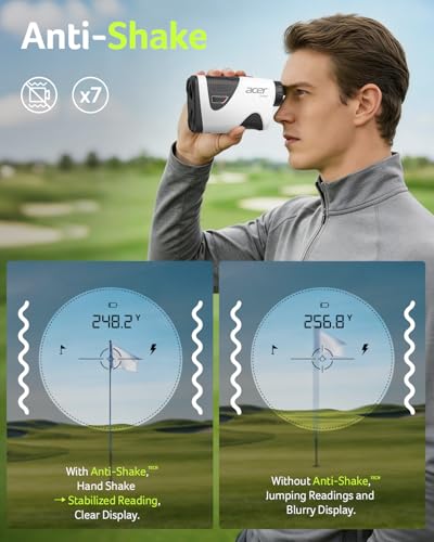 Image of Acer Pro Golf Rangefinder with Slope Switch, Pin Lock Vibration - 1200 Yards Laser Range Finder Golf, 7X Magnification, Rechargeable Battery with Magnet Stripe, IP54 Waterproof, Golf Gifts for Men