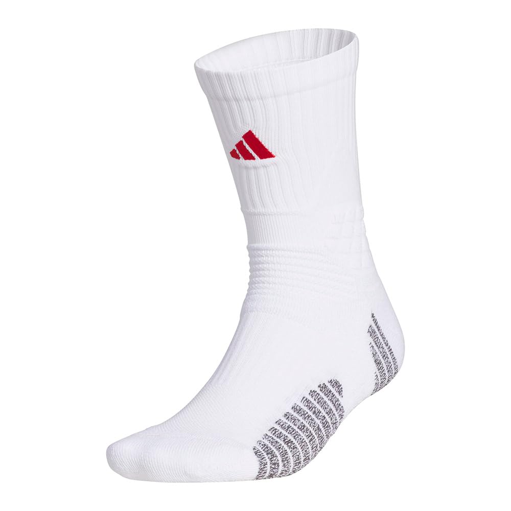 adidas Men's Crew Socks, white/team colleg red, 6.5-8