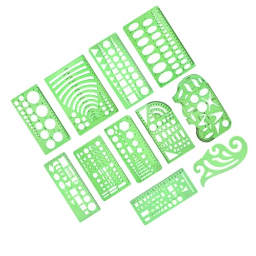 Tofficu 11個幾何学 テンプレート定規 ステンシル 測定ツール 軽量 プラスチック製 描画用 定規 学生 建築 図面 作図 手芸 クラフト
