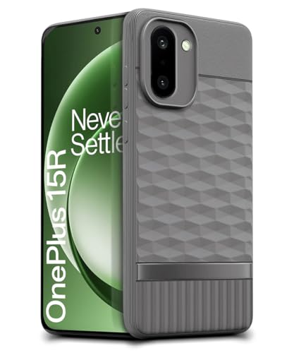 Image of WOW IMAGINE Back Cover for Oneplus 15R 5G 2025 with Hexa Cube Design | Ultra Slim Soft Rubberised Case | Inner Velvet Fabric | Silicone Flexible Mobile Case | Camera Protection - Grey