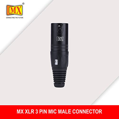 Image of MX 3 Pin XLR connector Microphone Connector pin Pure Copper Nickel Plated Pins1 for High Conductivity microphone cable connector PERENT (3 PIN BLACK COATED, Pack of 10, Male Connector)